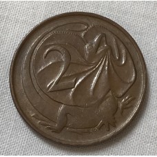 AUSTRALIA 1968 . TWO 2 CENTS COIN . FRILLED NECK LIZARD